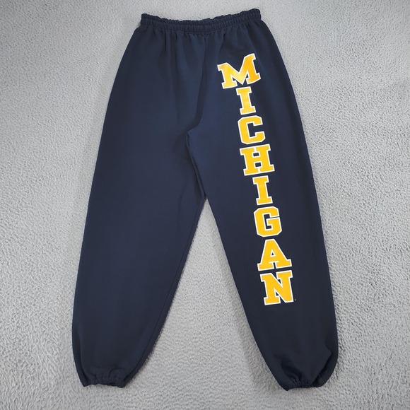 Michigan Wolverines Pants Mens Large Navy Blue NCAA College Fleece Joggers - Picture 1 of 16